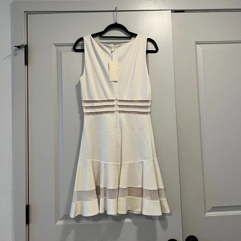 Erin Fetherston Tessa Sleeveless Mesh-Striped‎ Flounce Dress